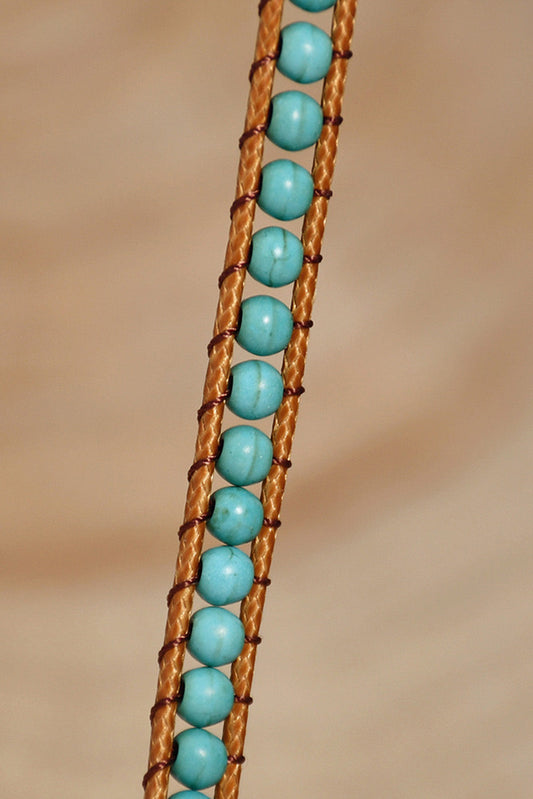 Green Double-Layer Hand-Woven Turquoise Beaded Bracelet