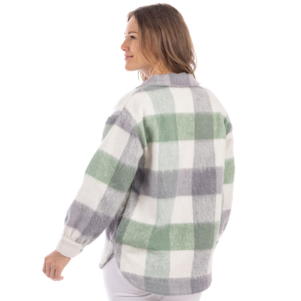 Green/Gray Plaid Women's Shacket