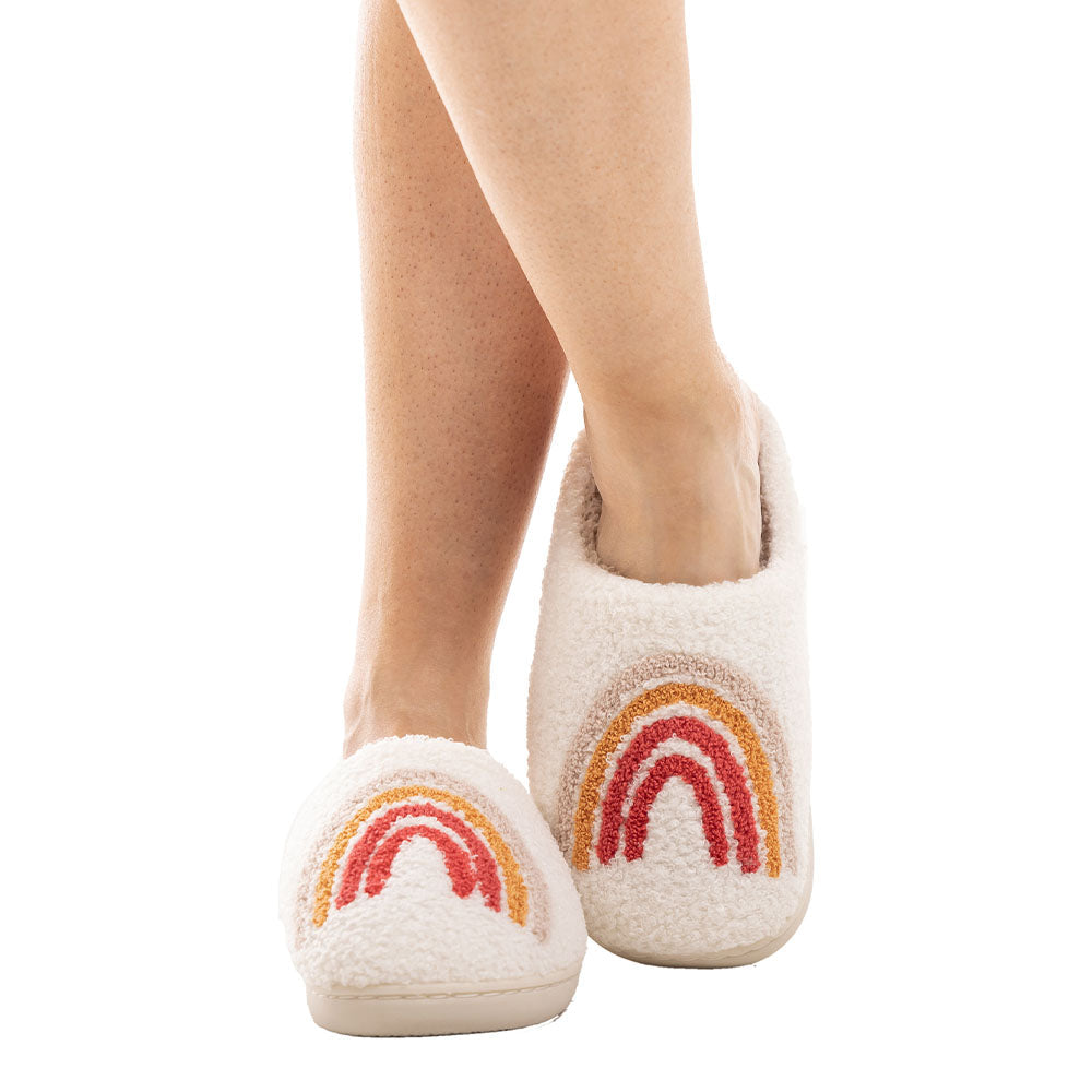 Rainbow Fuzzy Slippers for Women