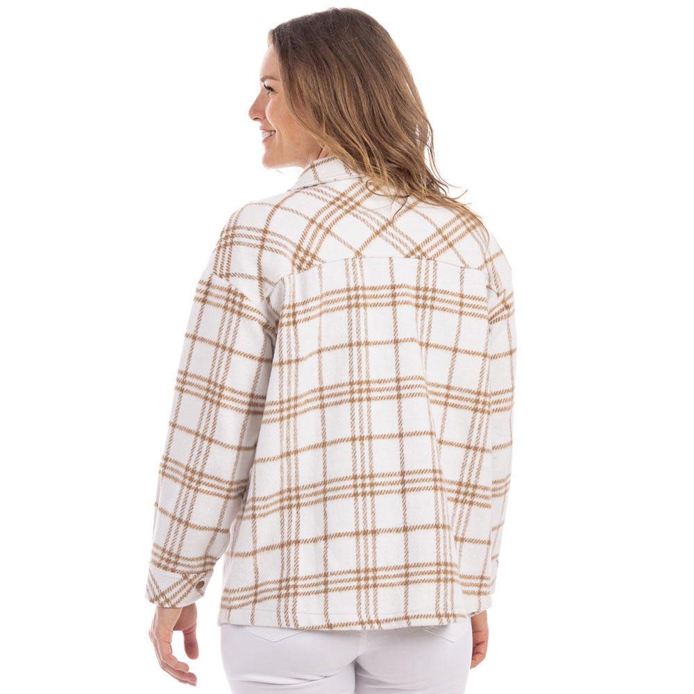 Tan/Cream Plaid Shacket for Women