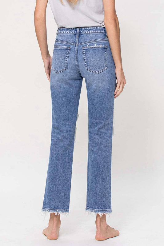 MID RISE CROP STRAIGHT JEANS