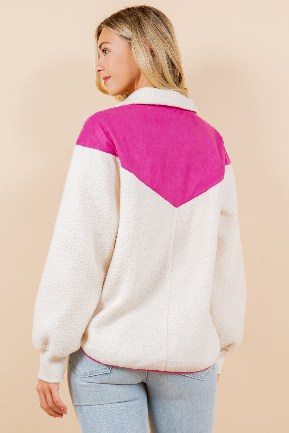 Sherpa Sweatshirt- Pink/Cream