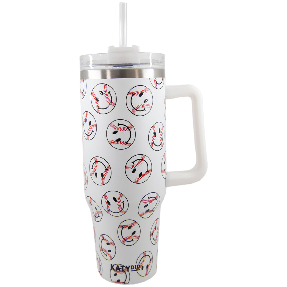 Baseball Happy Faces 40 Oz Stainless Steel Tumbler Cup