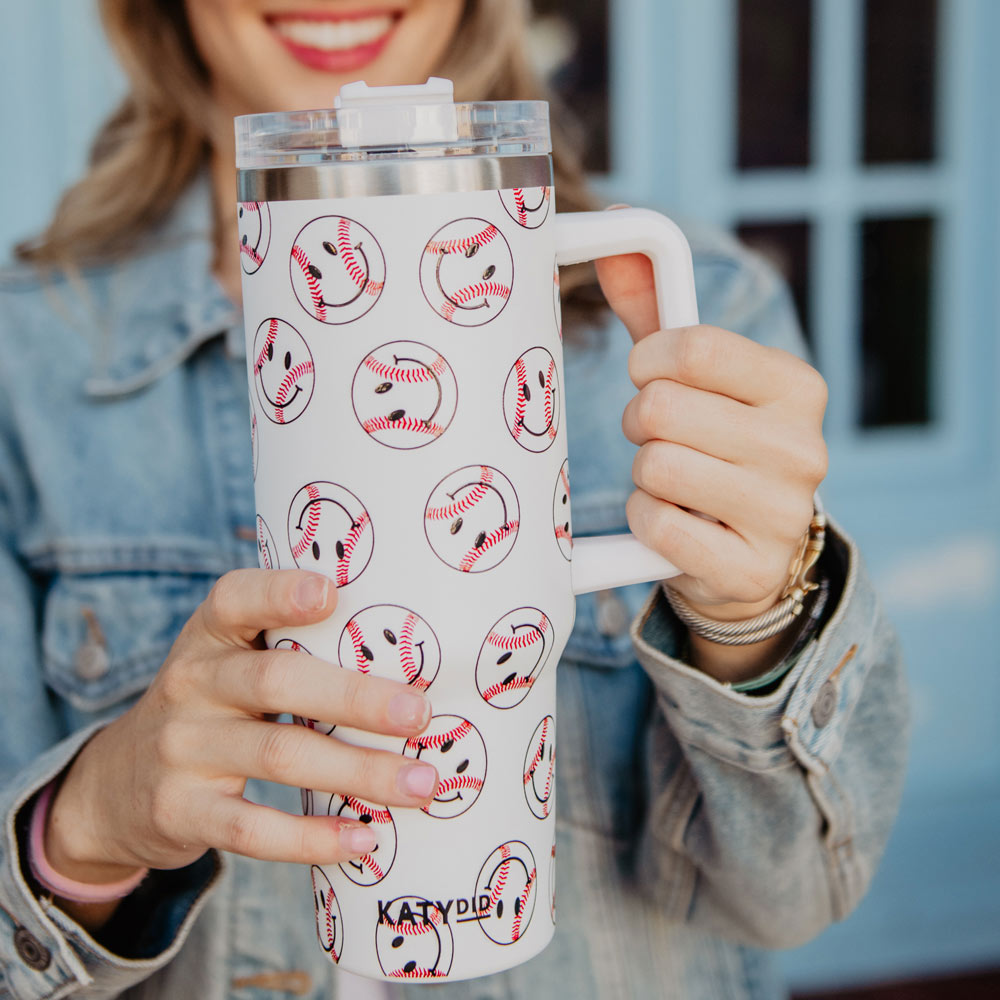 Baseball Happy Faces 40 Oz Stainless Steel Tumbler Cup