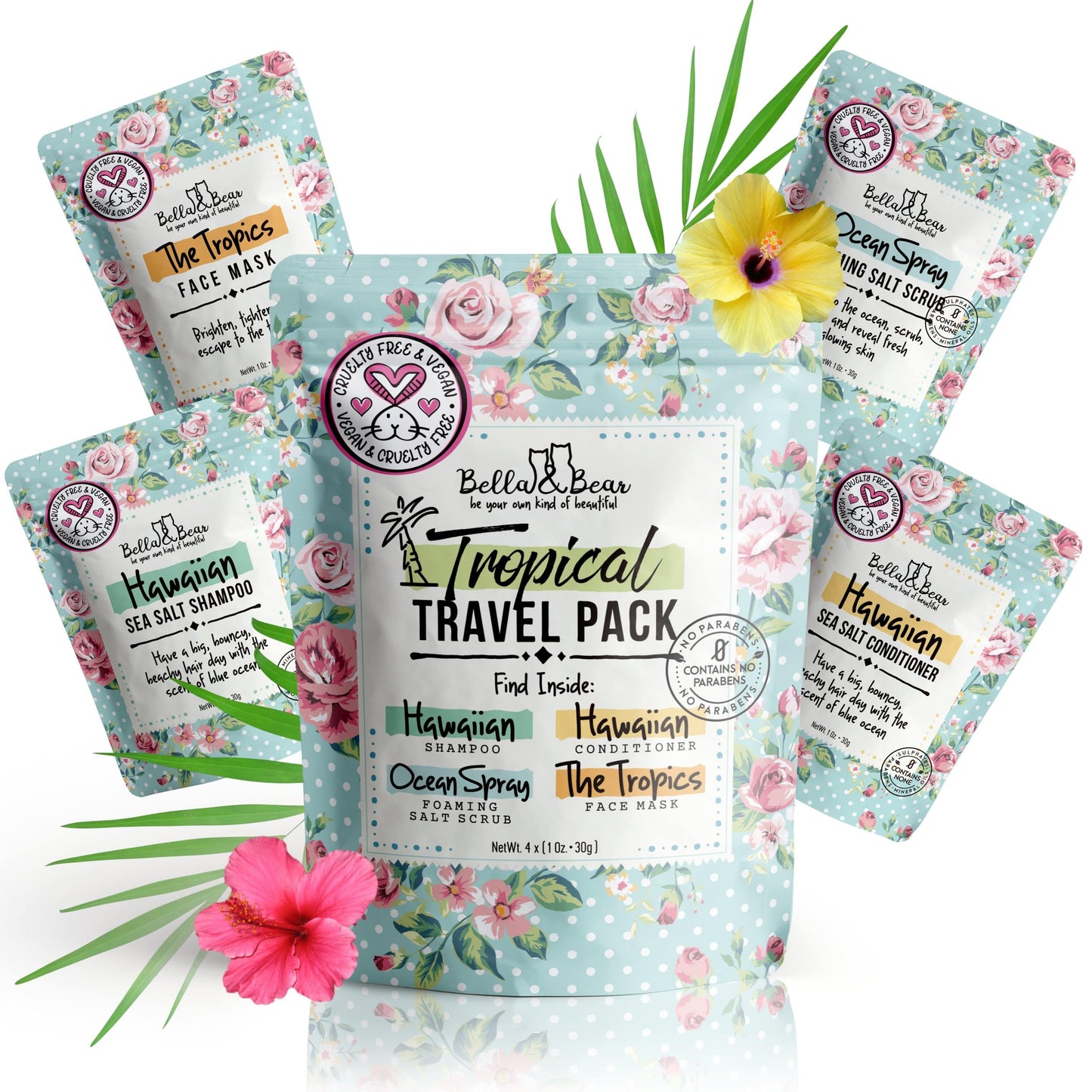 Travel Size Gift Pack - Shampoo, Conditioner, Body Scrub & Face Mask