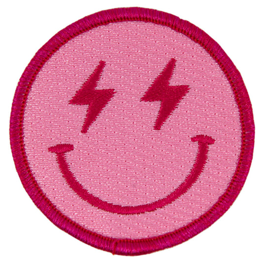 Hot Pink Lightning Happy Face Patches