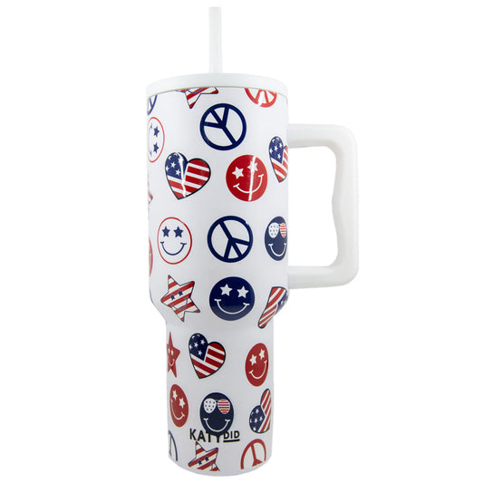 America Star, Peace & Happy Face 38 Oz Tumbler